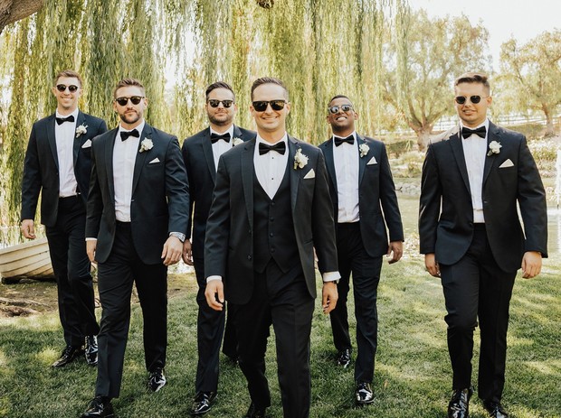 groomsmen in classic tuxedos