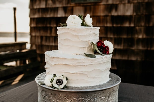 flower topped wedding cake