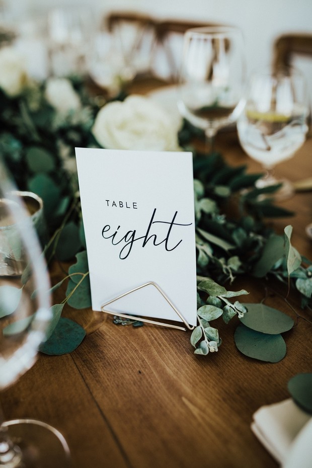 modern and chic wedding table number