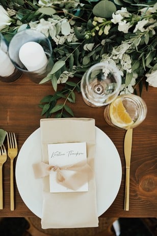 gold and champagne wedding place setting