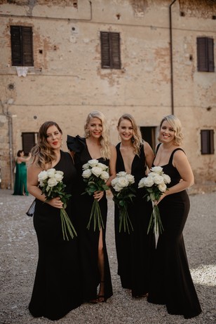 bridesmaids in black