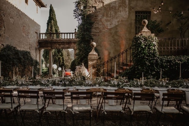outdoor wedding reception in Tuscany