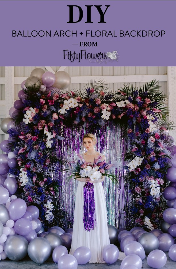 Diy Balloon arch and floral backdrop