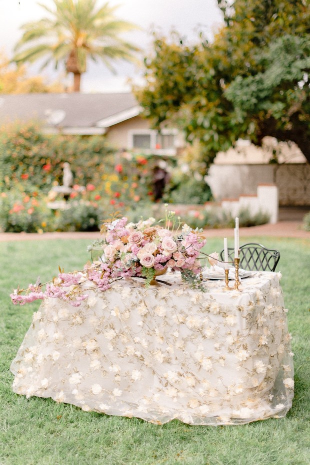 floral inspired wedding sweetheart table