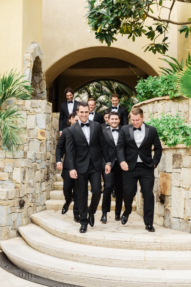 black tie look for the groom and groomsmen
