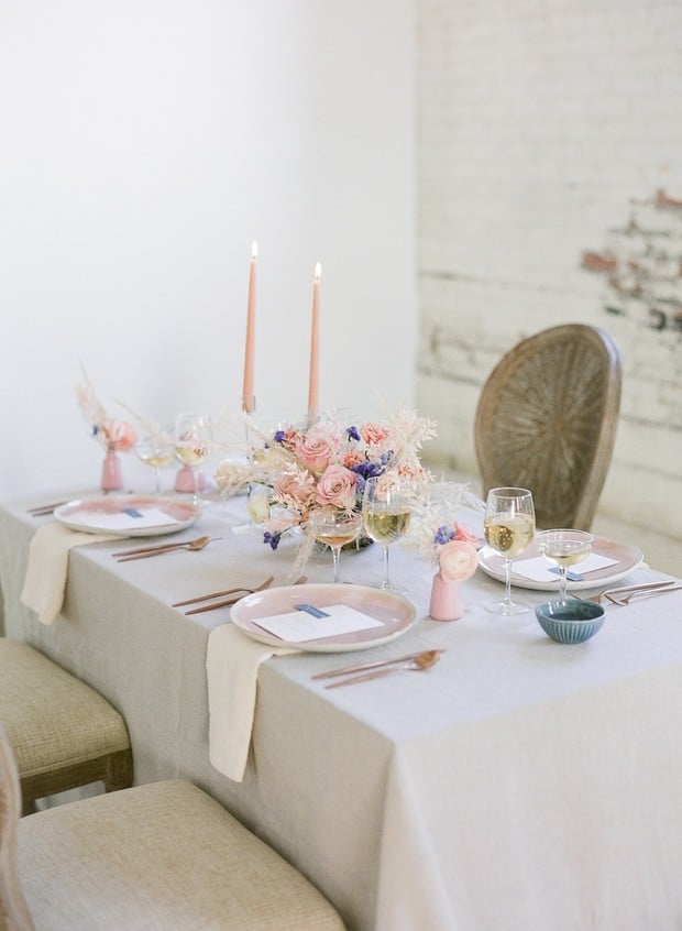 soft pink and blue pastel table decor