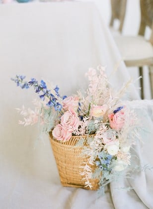 basket of wedding flowers