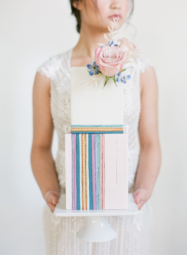 modern square tier wedding cake
