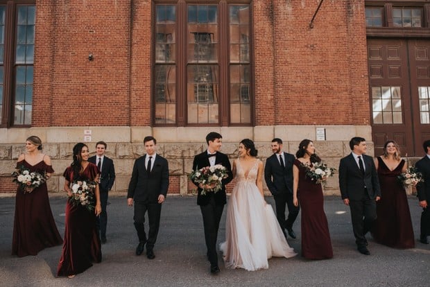 romantic and edgy wedding party