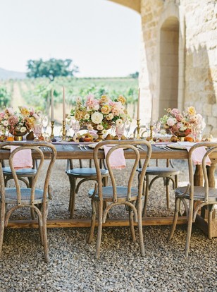farm table wedding with a french winery vibe