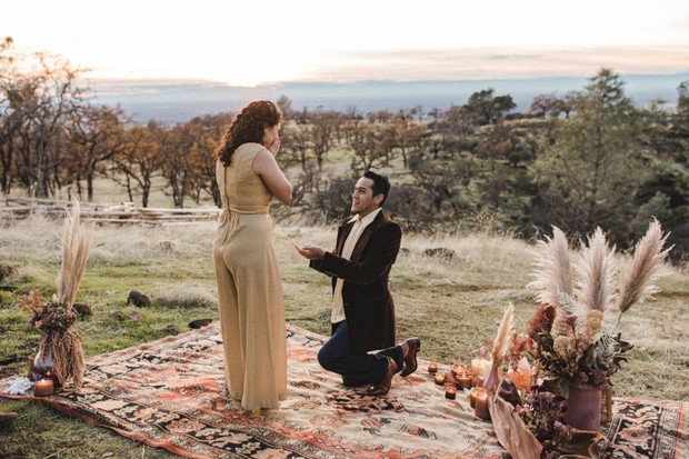 surprise proposal with boho fall theme
