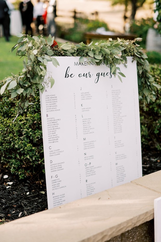 wedding seating assignment display