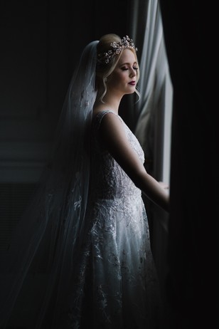 dark and moody bridal portrait idea