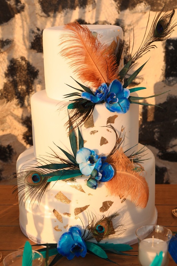 peacock wedding cake