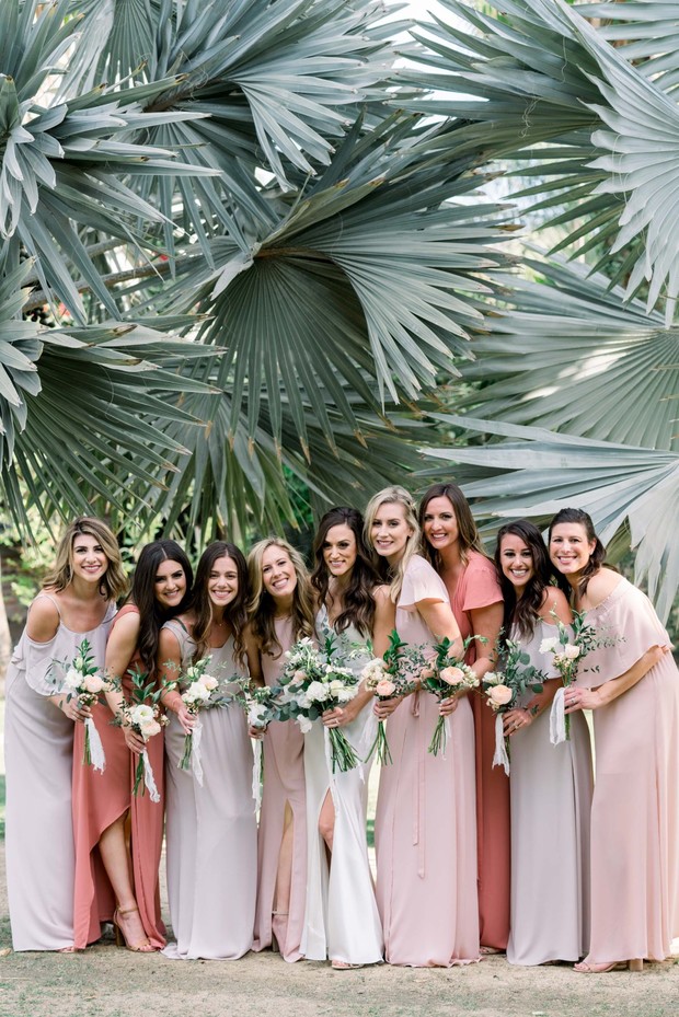 bridesmaid dresses in pink tones