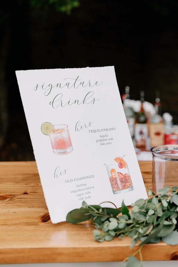his and hers signature drinks for wedding