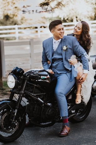 wedding motorcycle portrait