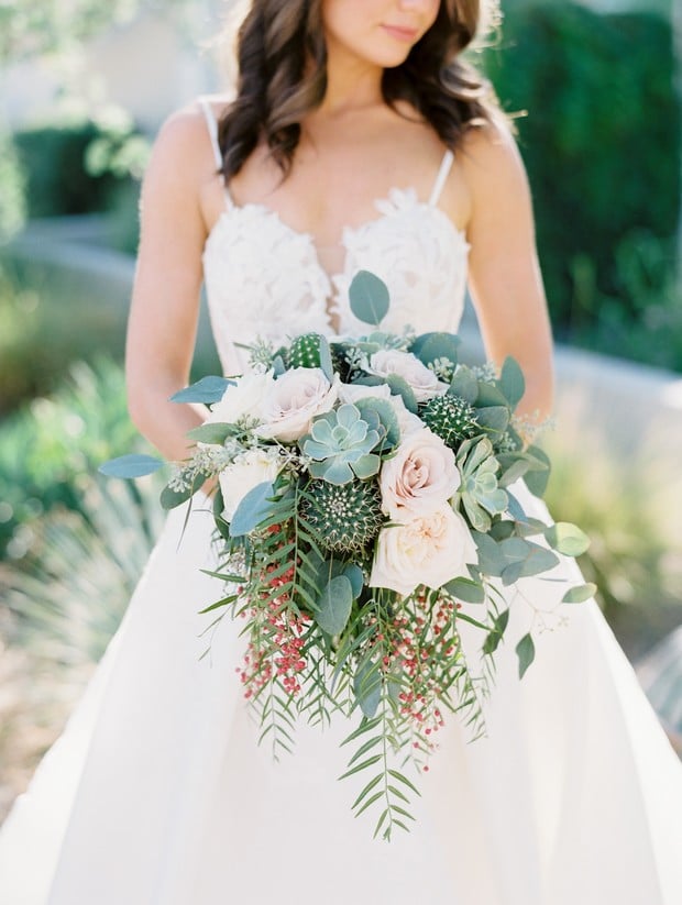 Cactus and succulent wedding bouquet