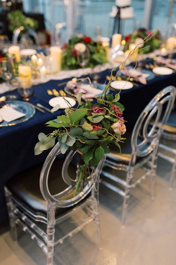 head table chair florals for wedding