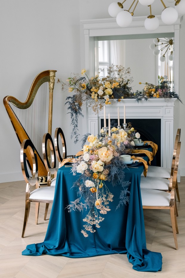 blue and gold reception