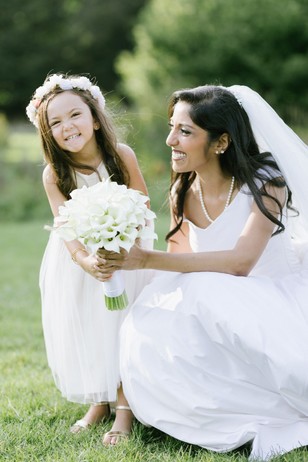 cute little flower girl and bride