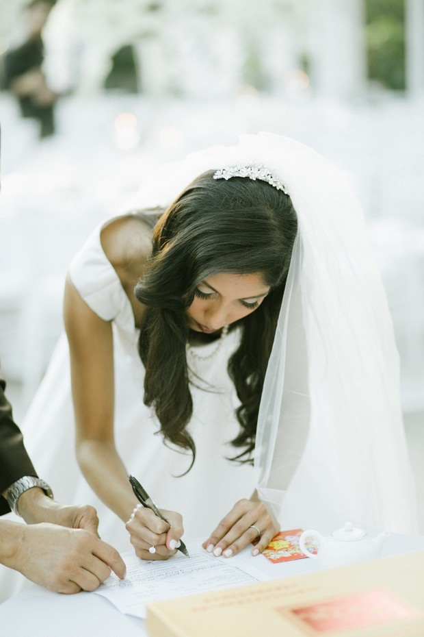 signing the wedding papers