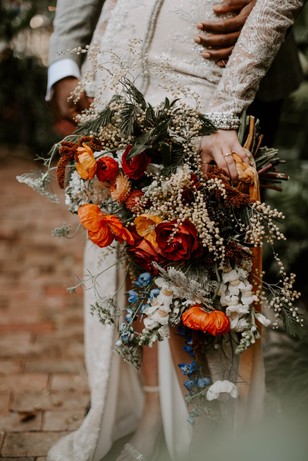 dried and fresh floral wedding bouquet