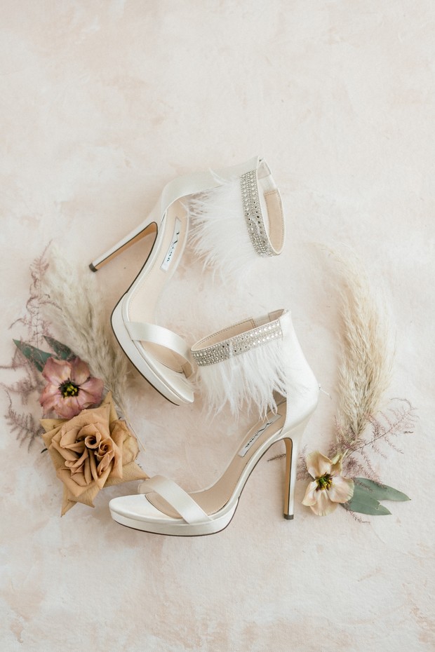 feather wedding heels