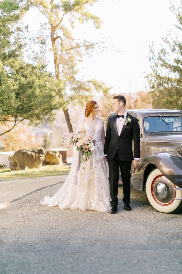 French estate wedding with vintage car