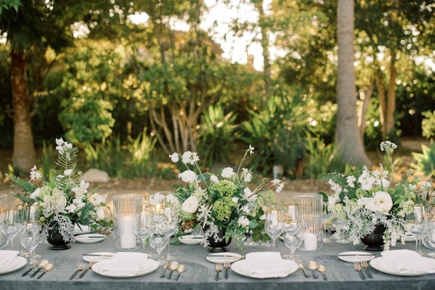 chic white and grey wedding table