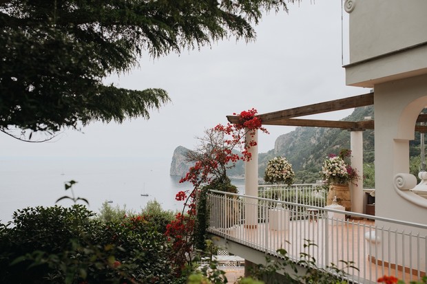 Luxury villa terrace overlooking the Mediterranean Sea