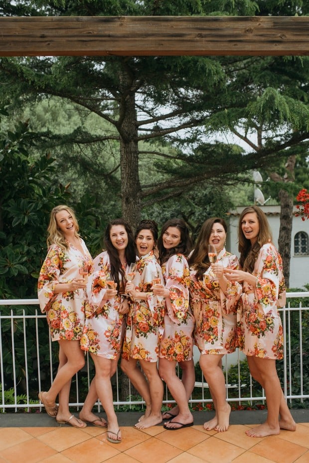 getting ready floral bridal party robes