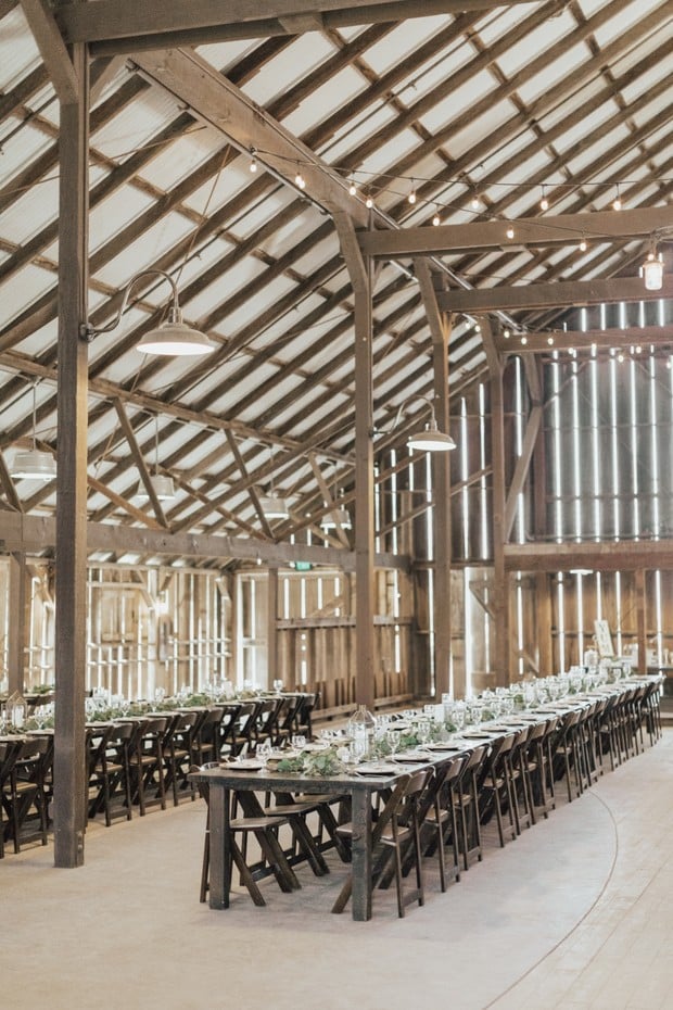 rustic chic wedding reception in the White Barn