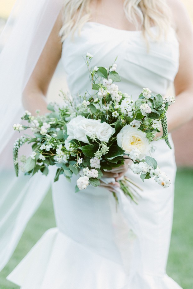 simple white and green wedding bouquet