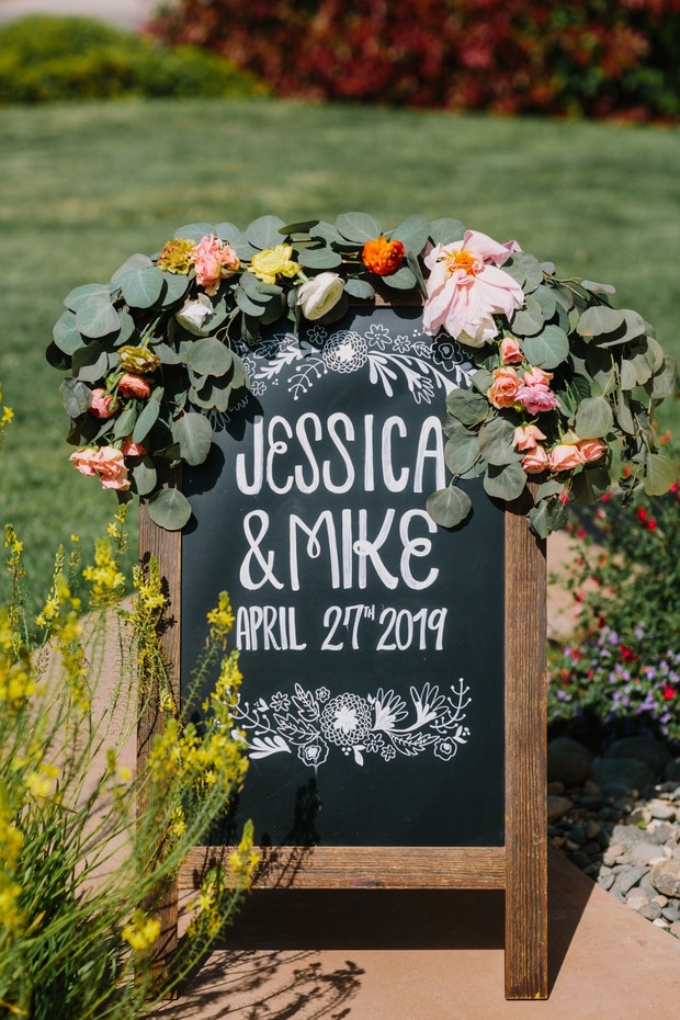 Jessica and Mikes wedding chalkboard sign April 27th 2019