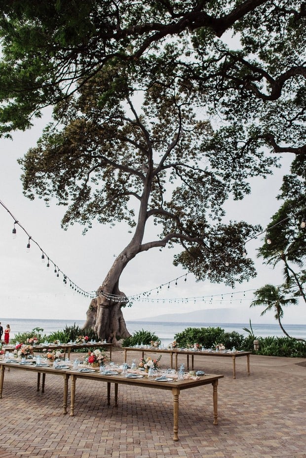 tropical outdoor wedding reception in Maui
