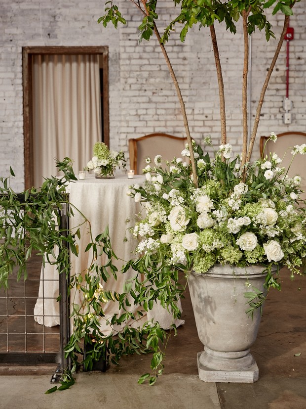 white wedding floral decor