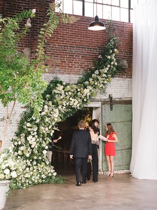 sweeping floral wedding installation