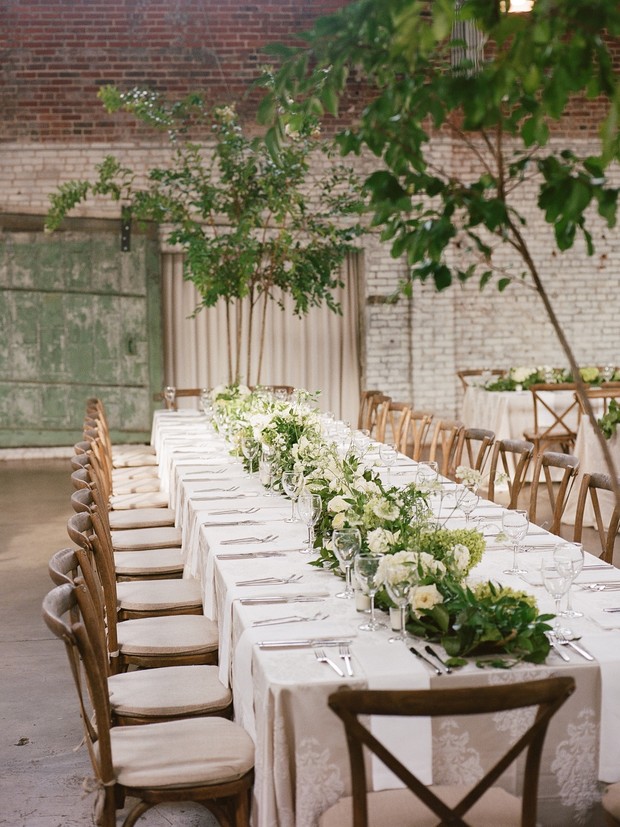 industrial and organic wedding decor