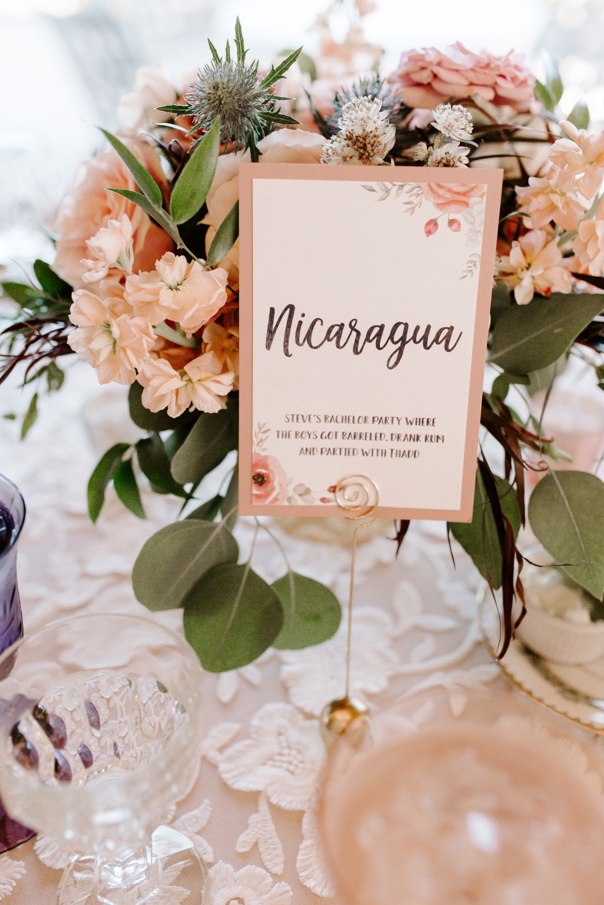 gold and pink table number ideas