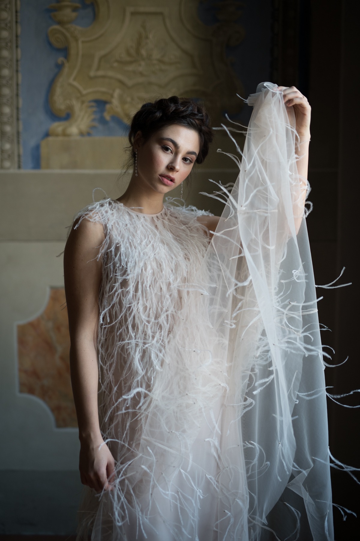 MAXMARA Berg feather-trimmed bridal gown