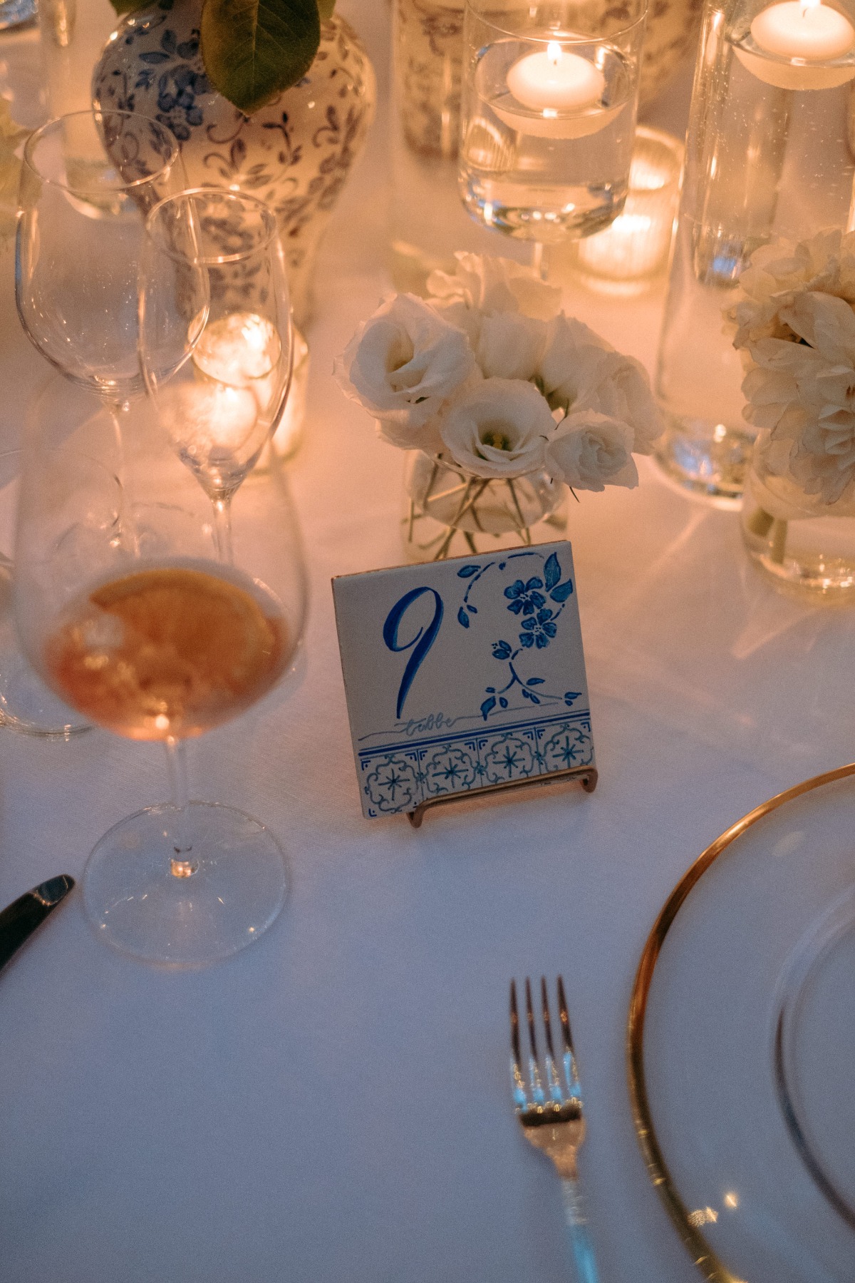 hand painted wedding tiles as table numbers