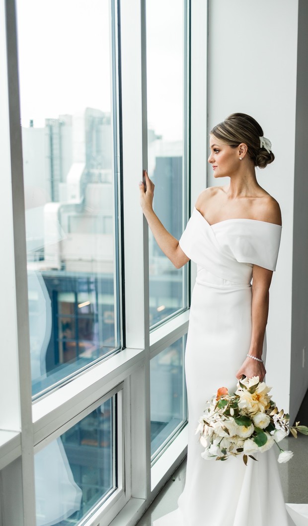modern white wedding dress by Liza Ray New York