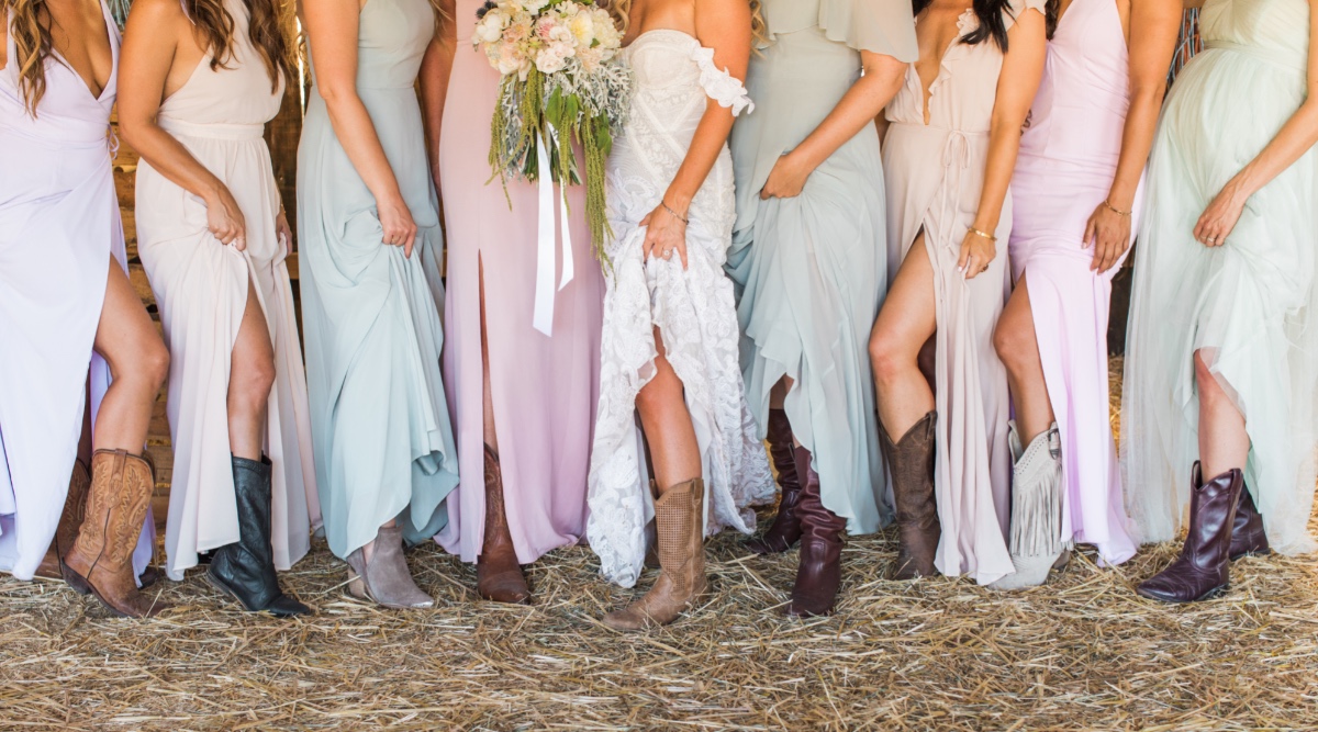 bridesmaid in cowgirl boots