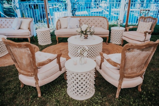 relaxed seating area at wedding