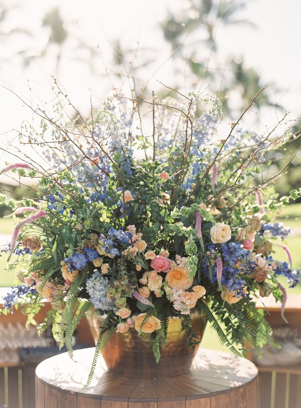 blue pink and yellow wedding flowers