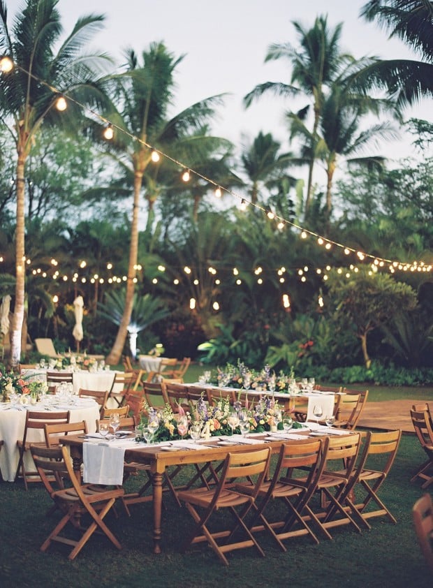 outdoor tropical wedding reception