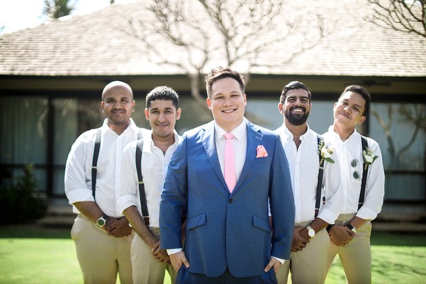 pink and blue groom outfit ideas