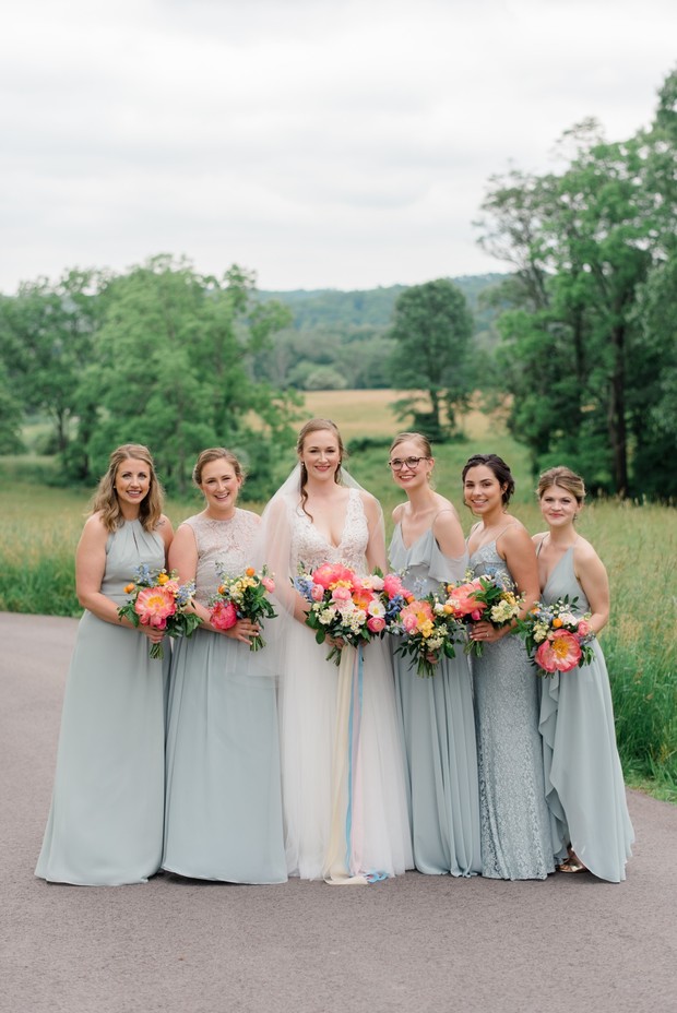 Jenny Yoo light blue mismatched bridesmaid dresses