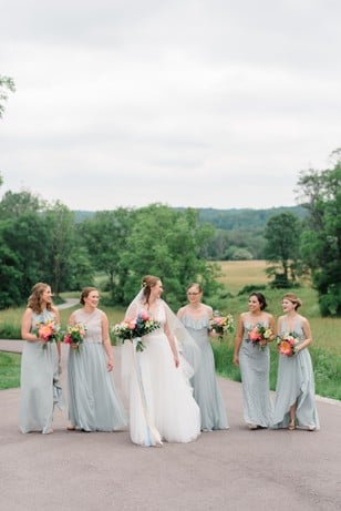 bridesmaids in light blue bridesmaid dresses